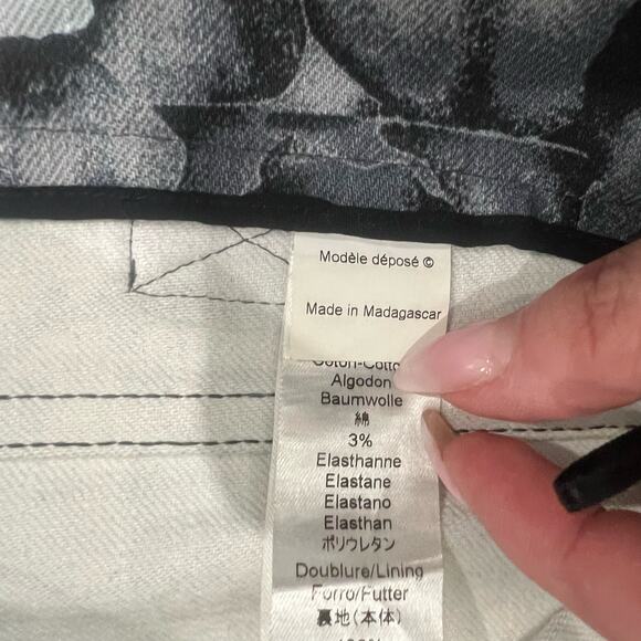 Kenzo Gray Black Blue Iridescent Floral Zip Ankle Stretch Skinny Jeans Sz 38 / 8 - Picture 8 of 12